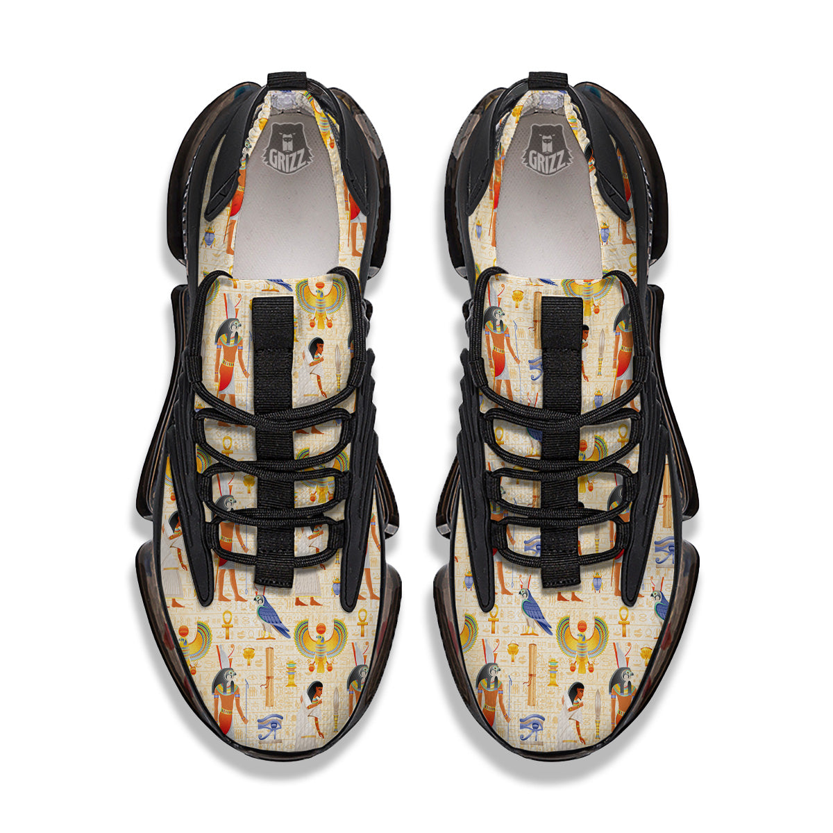 Egyptian Print Pattern Black Gym Shoes-grizzshop