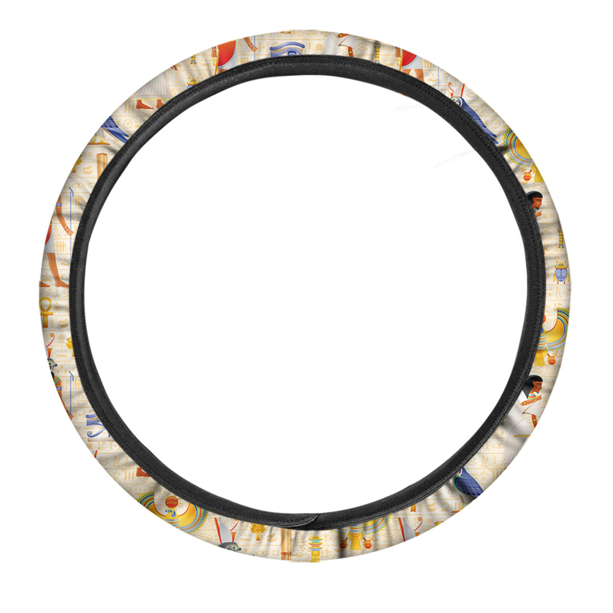 Egyptian Print Pattern Car Steering Wheel Cover-grizzshop