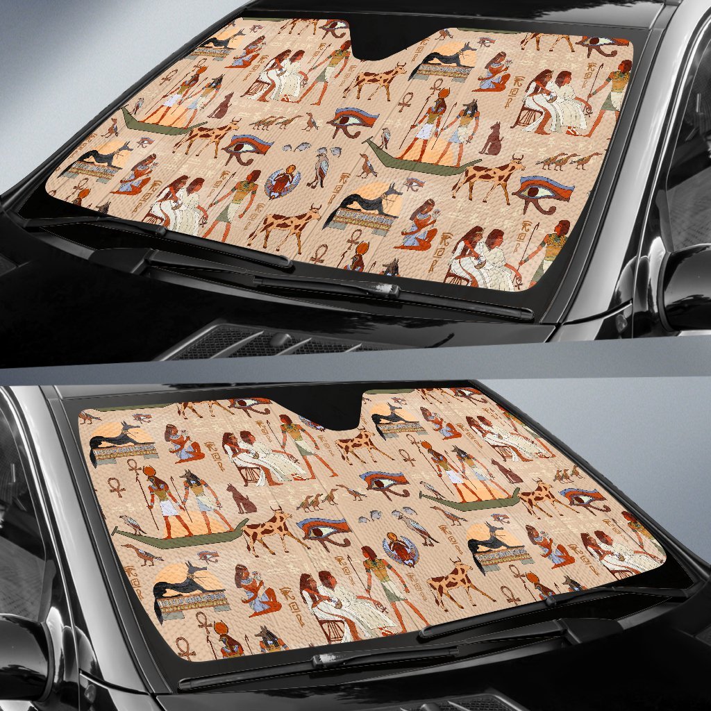 Egyptian Print Pattern Car Sun Shade-grizzshop