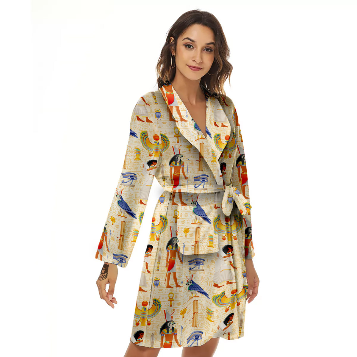 Egyptian Print Pattern Women's Robe-grizzshop