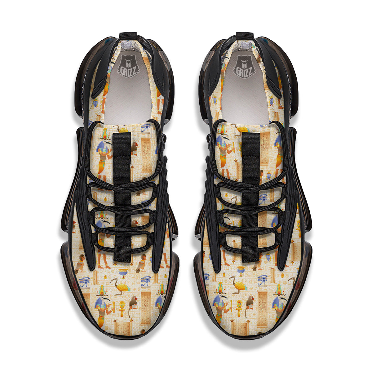 Egyptian Thoth Print Pattern Black Gym Shoes-grizzshop