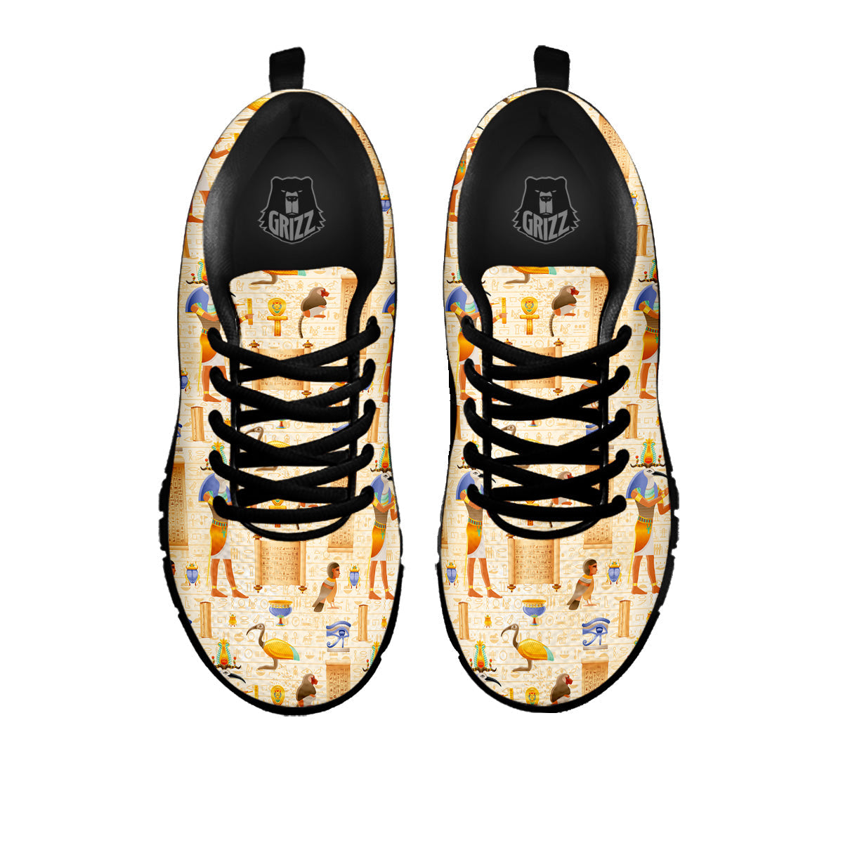 Egyptian Thoth Print Pattern Black Sneaker-grizzshop