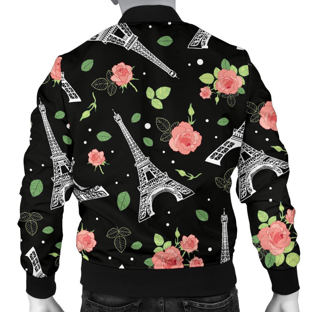 Eiffel Tower Floral Print Pattern Men's Bomber Jacket-grizzshop