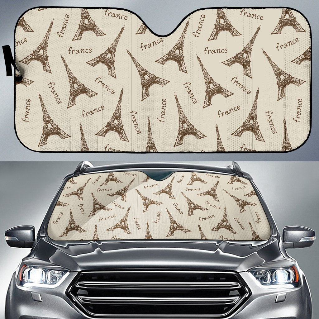 Eiffel Tower Pattern Print Car Sun Shade-grizzshop