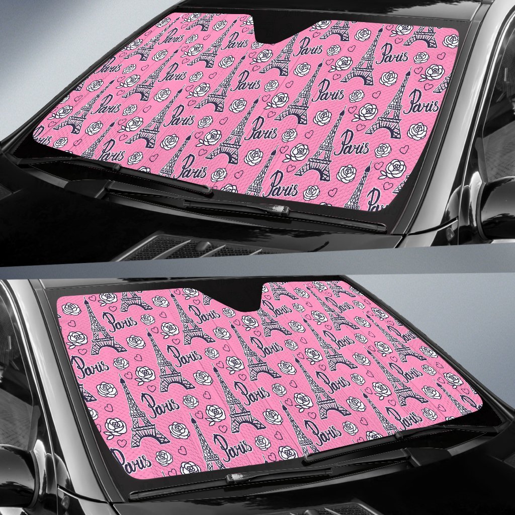 Eiffel Tower Print Pattern Car Sun Shade-grizzshop