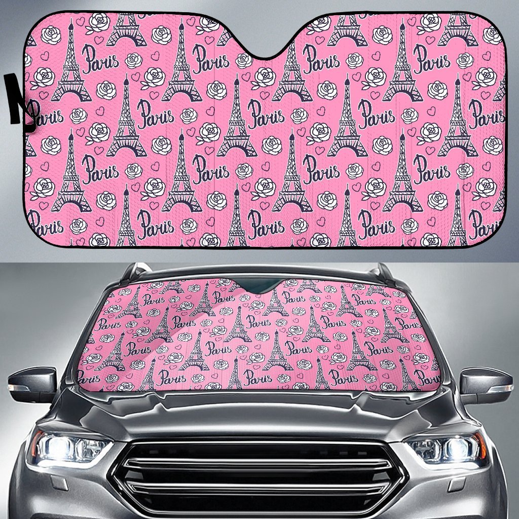 Eiffel Tower Print Pattern Car Sun Shade-grizzshop