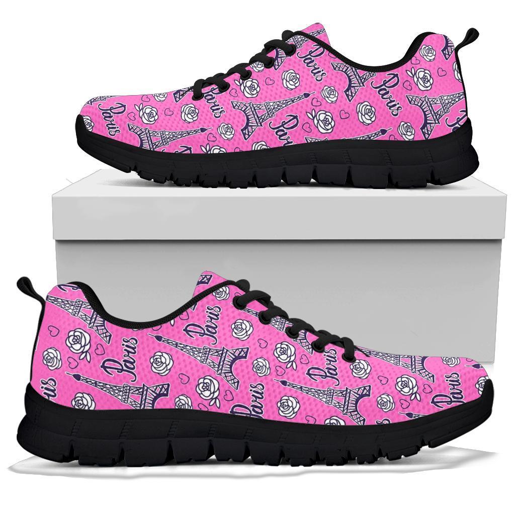 Eiffel Tower Print Pattern Sneaker Shoes For Men Women-grizzshop