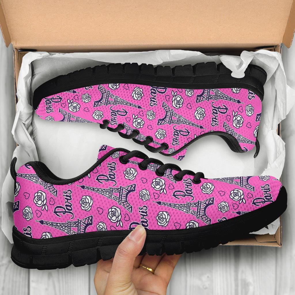 Eiffel Tower Print Pattern Sneaker Shoes For Men Women-grizzshop