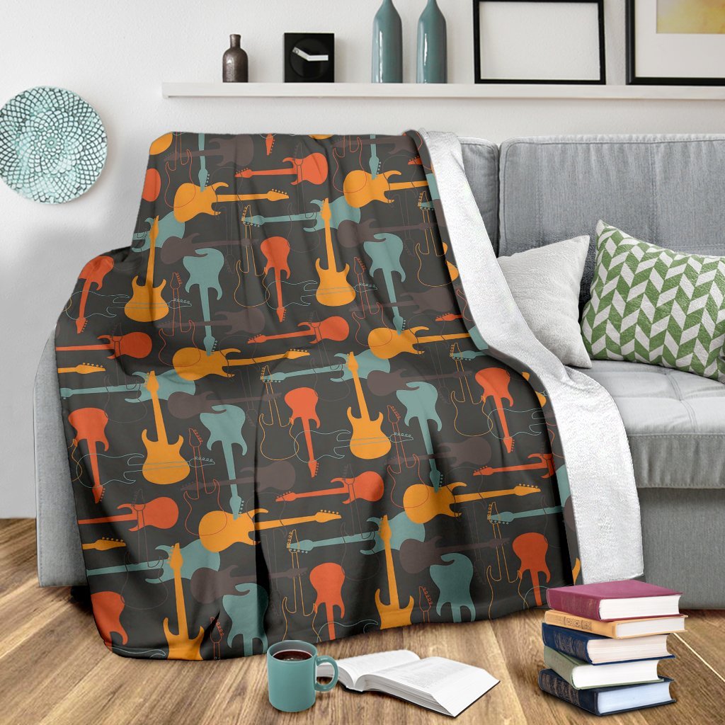Electric Guitar Colorful Pattern Print Blanket-grizzshop