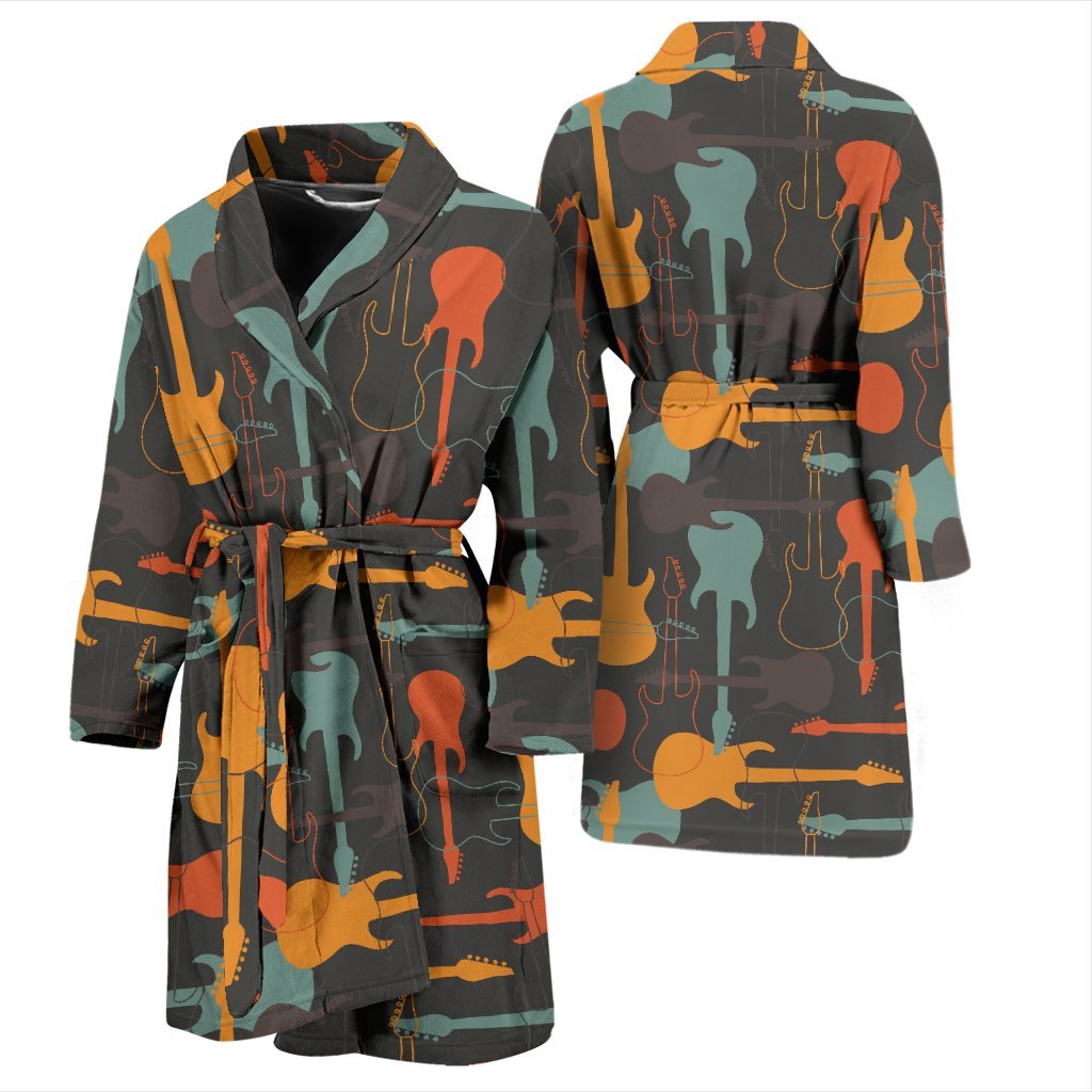 Electric Guitar Colorful Pattern Print Men Long Robe-grizzshop