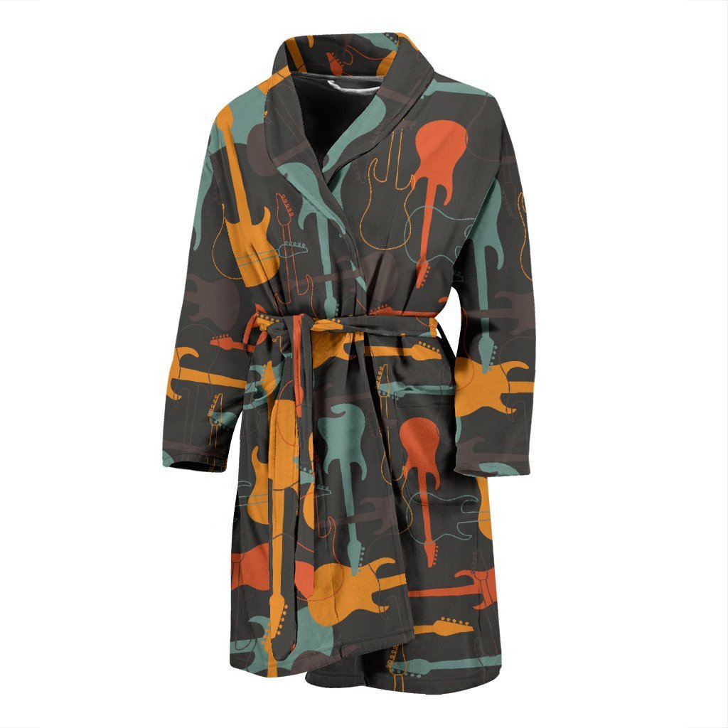 Electric Guitar Colorful Pattern Print Men Long Robe-grizzshop