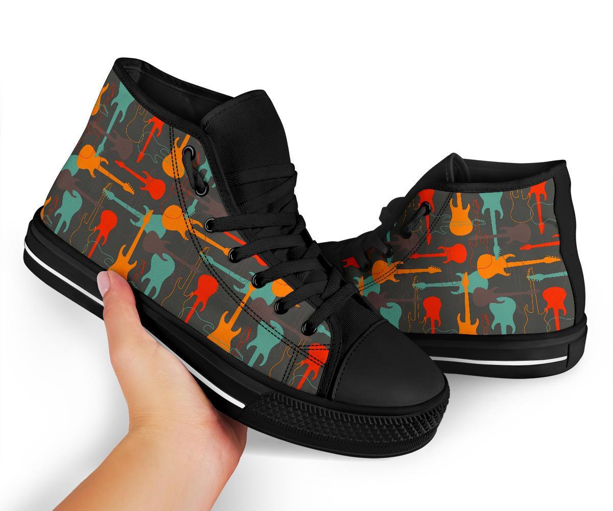 Electric Guitar Colorful Pattern Print Men Women's High Top Shoes-grizzshop