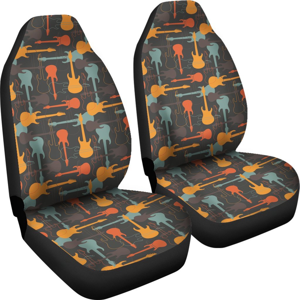Electric Guitar Colorful Pattern Print Universal Fit Car Seat Cover-grizzshop