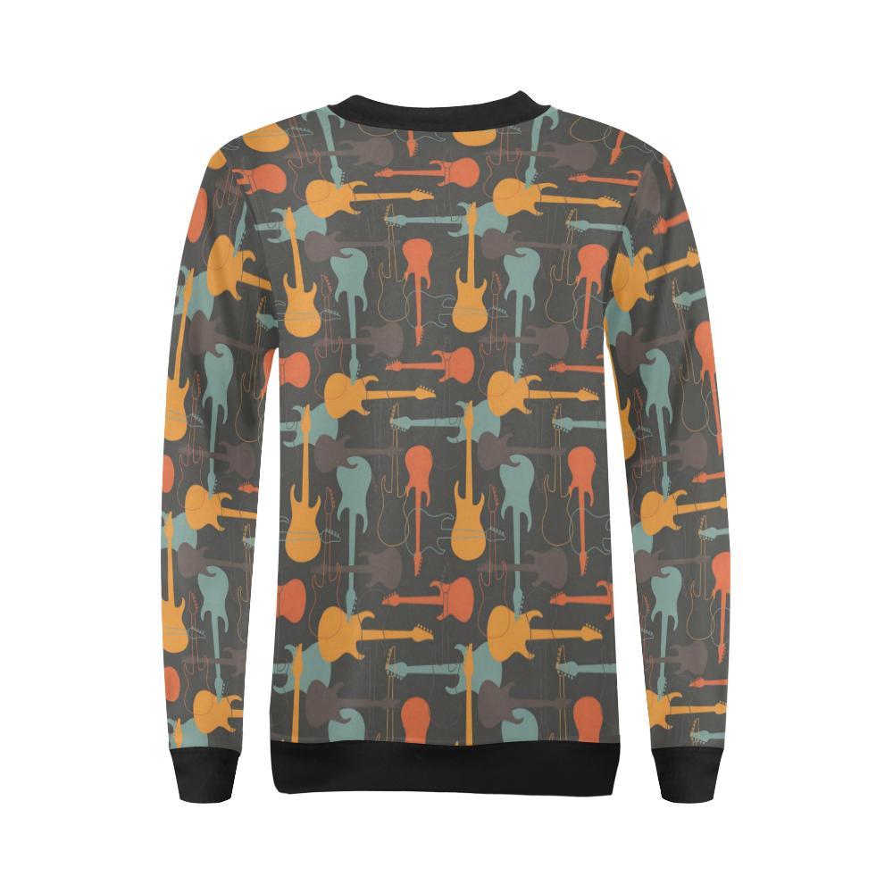 Electric Guitar Colorful Pattern Print Women Crewneck Sweatshirt-grizzshop