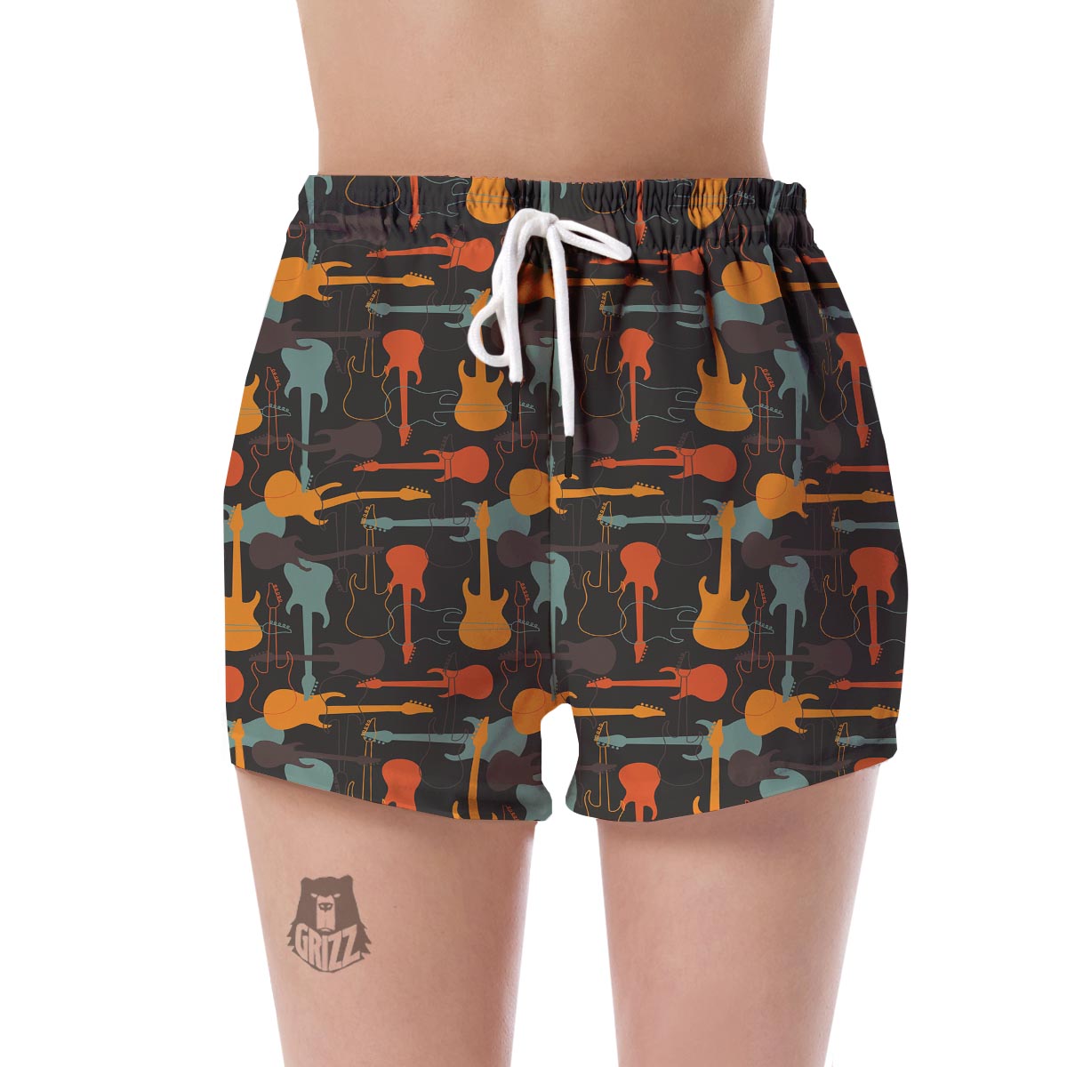 Electric Guitar Colorful Pattern Print Women's Shorts-grizzshop