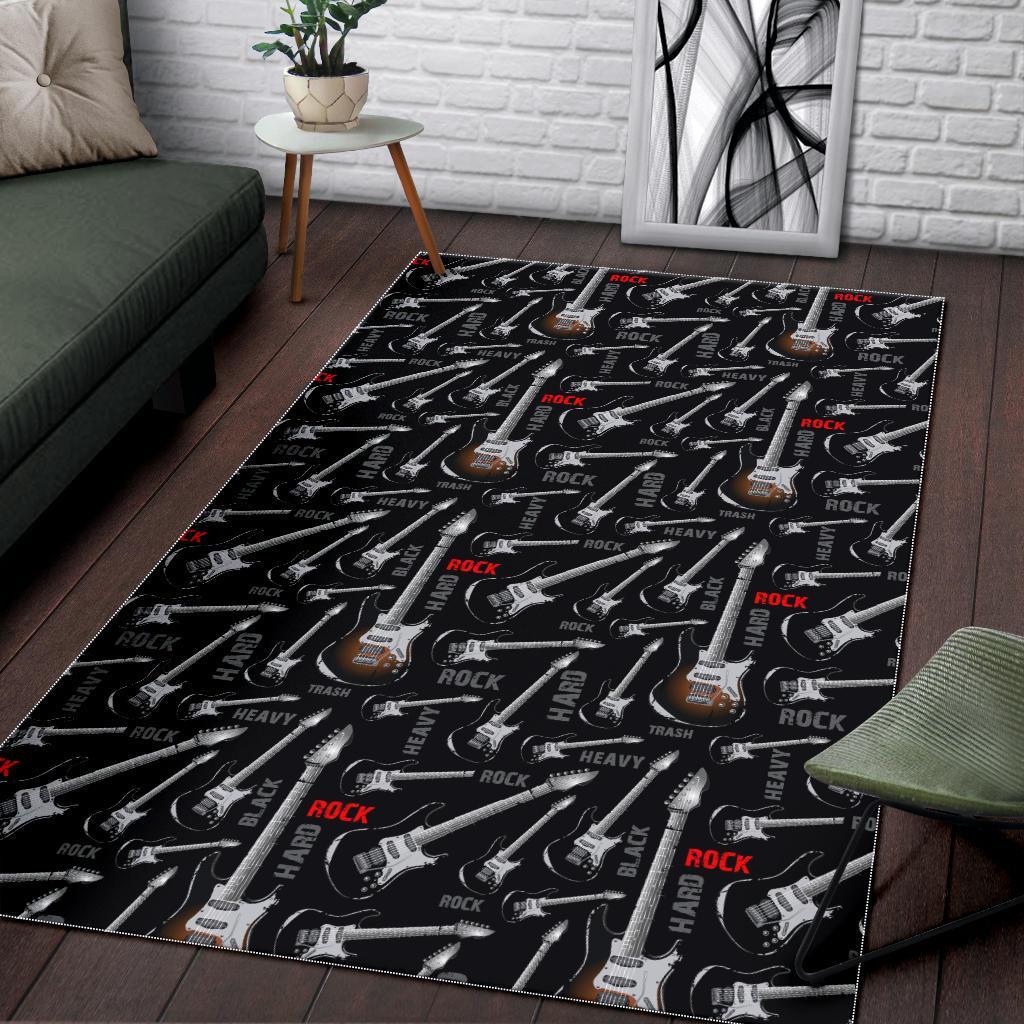 Electric Guitar Pattern Print Floor Mat-grizzshop
