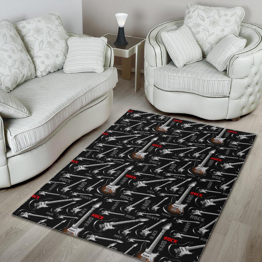 Electric Guitar Pattern Print Floor Mat-grizzshop