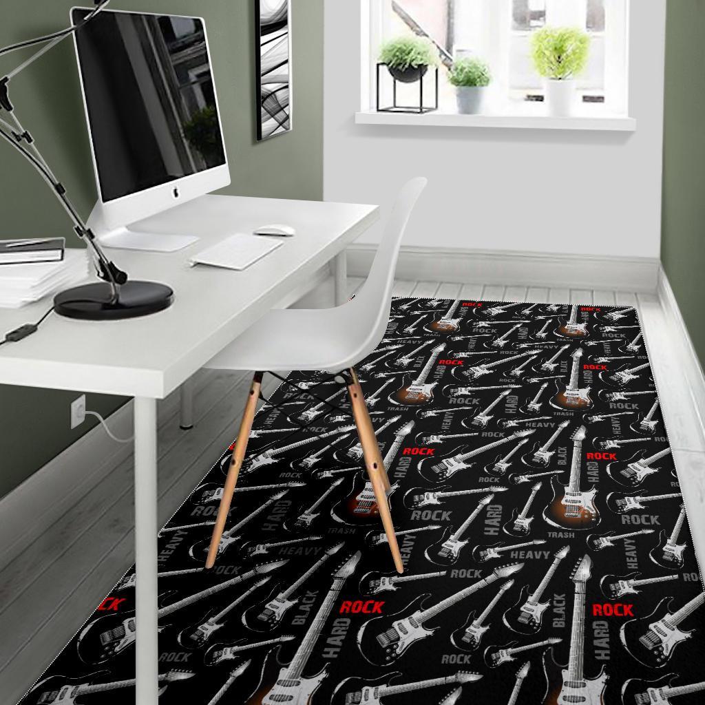 Electric Guitar Pattern Print Floor Mat-grizzshop