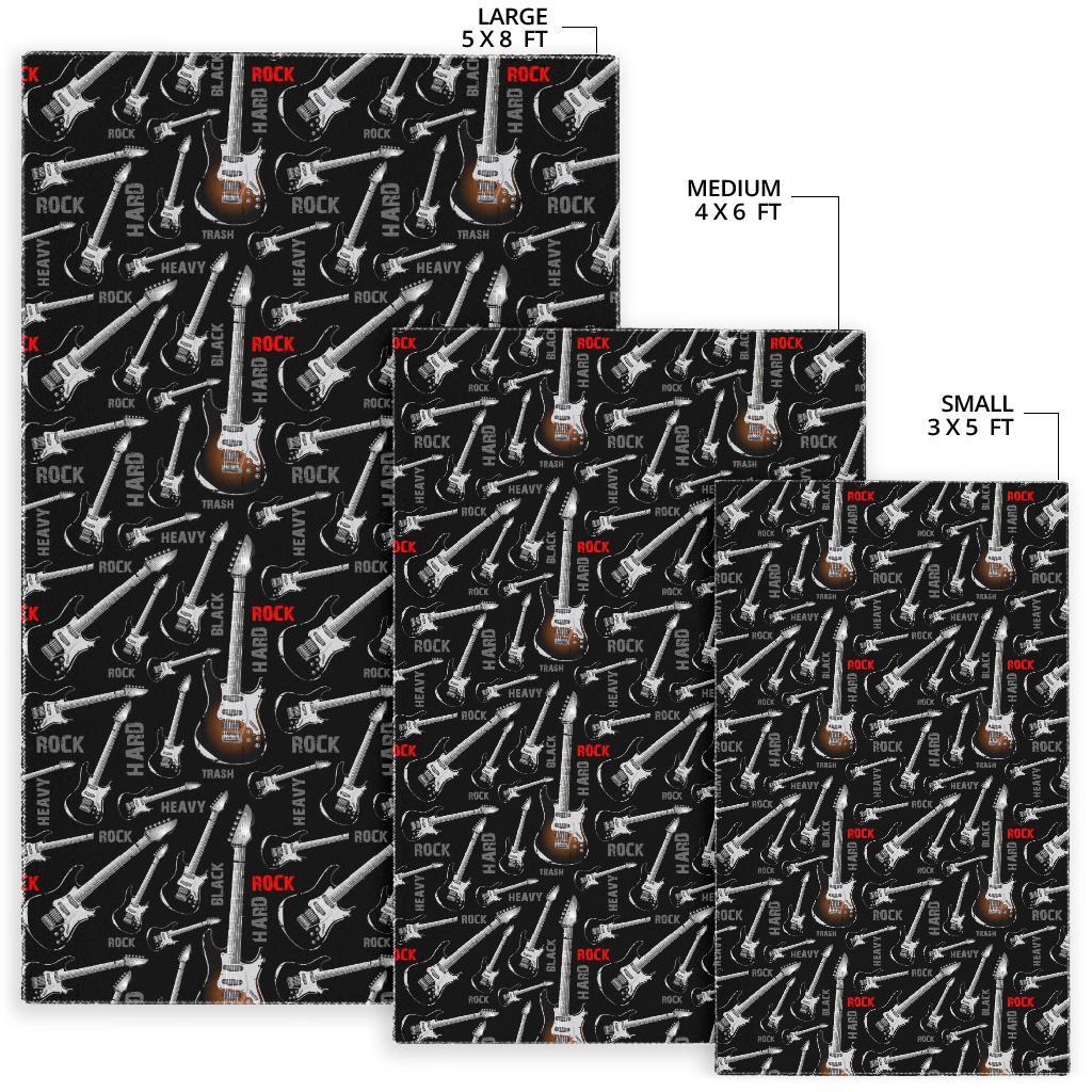 Electric Guitar Pattern Print Floor Mat-grizzshop