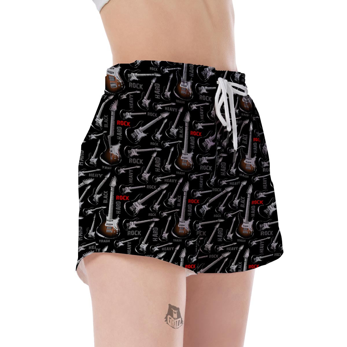 Electric Guitar Pattern Print Women's Shorts-grizzshop