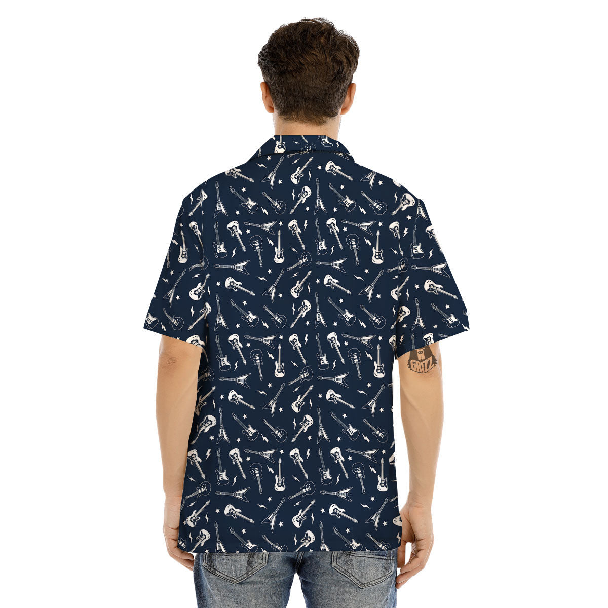 Electric Guitar Print Pattern Men's Hawaiian Shirt-grizzshop