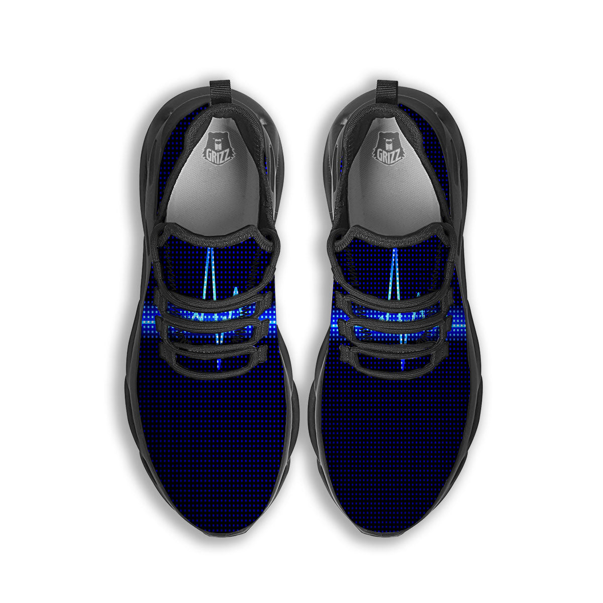 Electrocardiogram Heartbeat Print Black Running Shoes-grizzshop