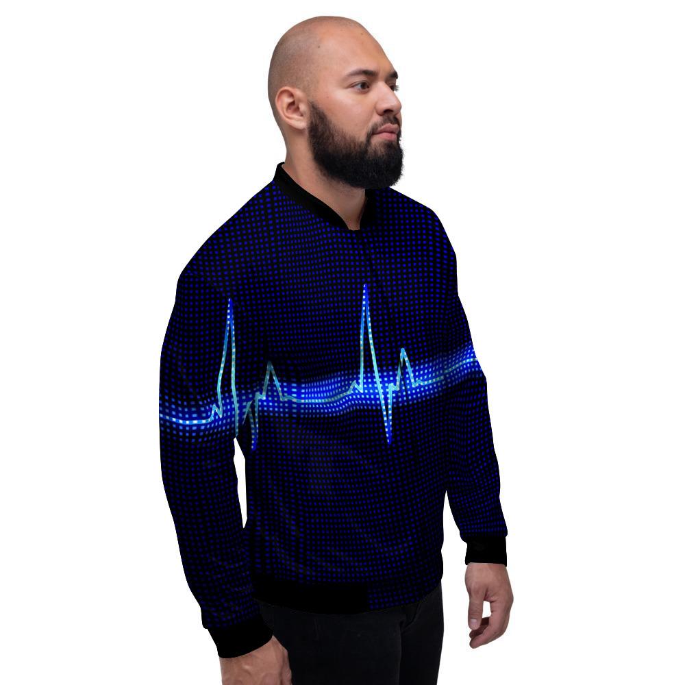 Electrocardiogram Heartbeat Print Men's Bomber Jacket-grizzshop