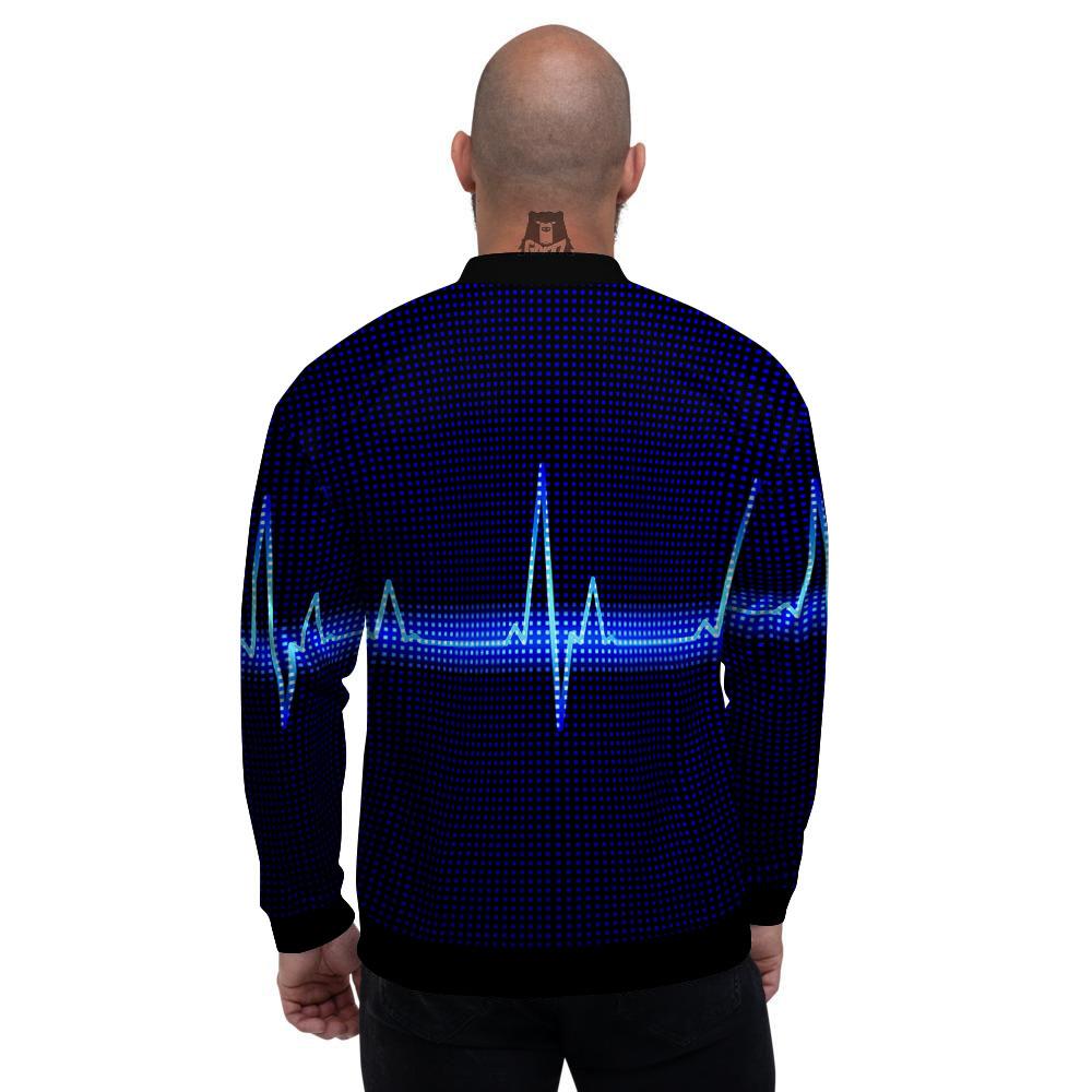Electrocardiogram Heartbeat Print Men's Bomber Jacket-grizzshop