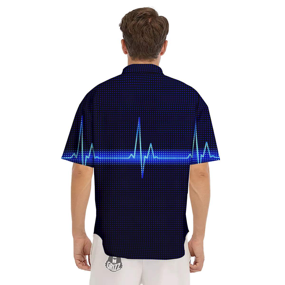 Electrocardiogram Heartbeat Print Men's Short Sleeve Shirts-grizzshop