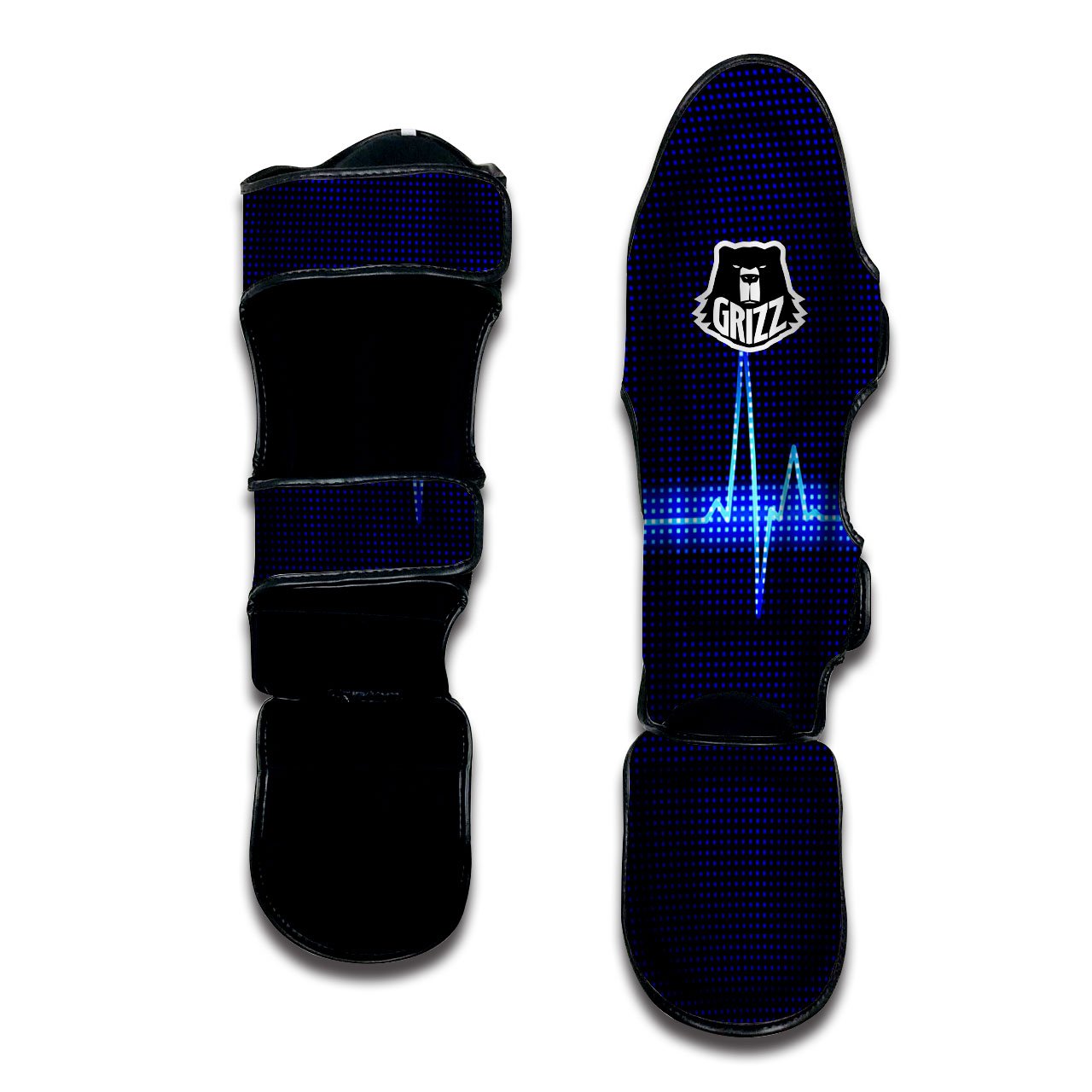 Electrocardiogram Heartbeat Print Muay Thai Shin Guards-grizzshop