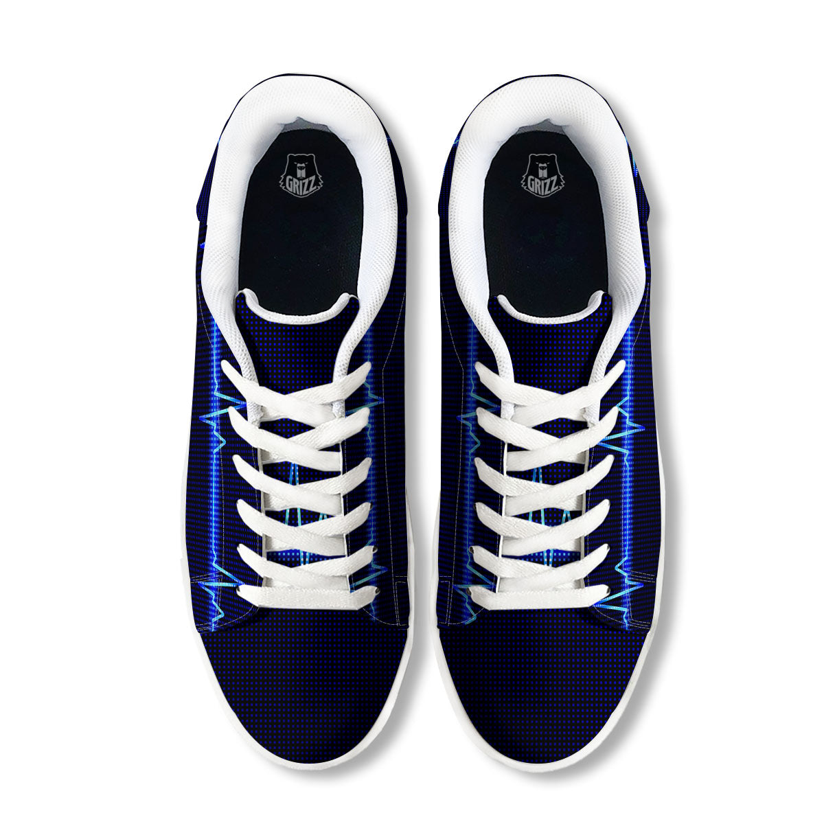 Electrocardiogram Heartbeat Print White Low Top Sneakers-grizzshop