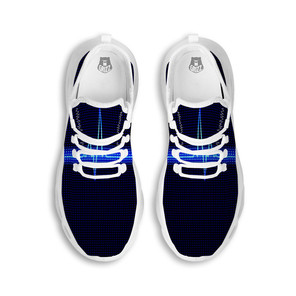 Electrocardiogram Heartbeat Print White Running Shoes-grizzshop