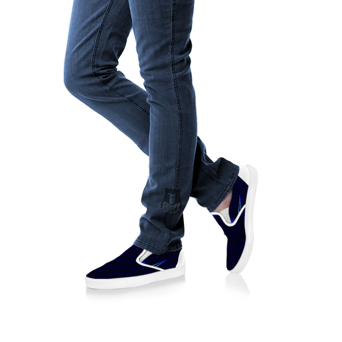 Electrocardiogram Heartbeat Print White Slip On Shoes-grizzshop