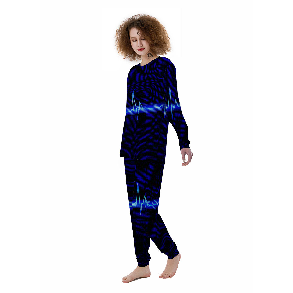 Electrocardiogram Heartbeat Print Women's Pajamas-grizzshop