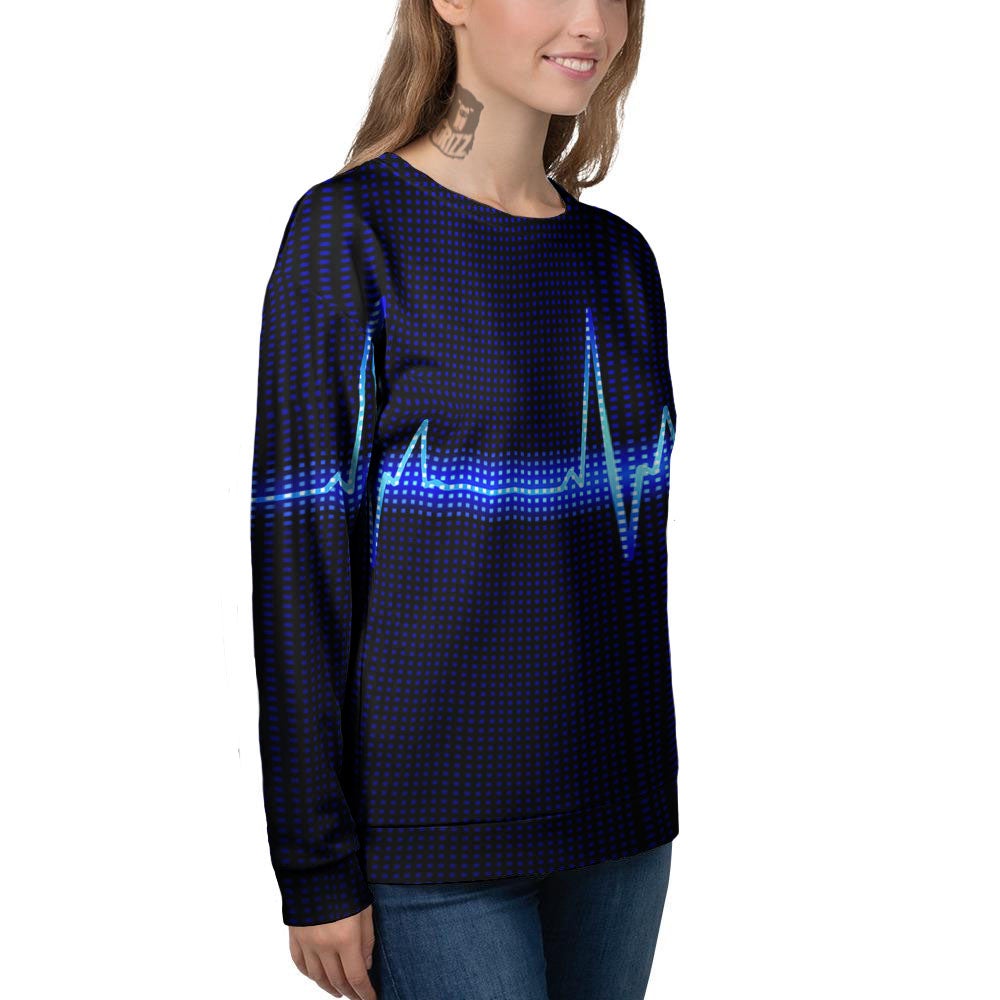 Electrocardiogram Heartbeat Print Women's Sweatshirt-grizzshop