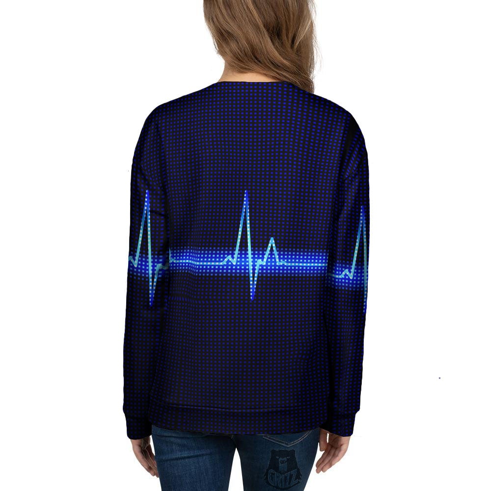 Electrocardiogram Heartbeat Print Women's Sweatshirt-grizzshop