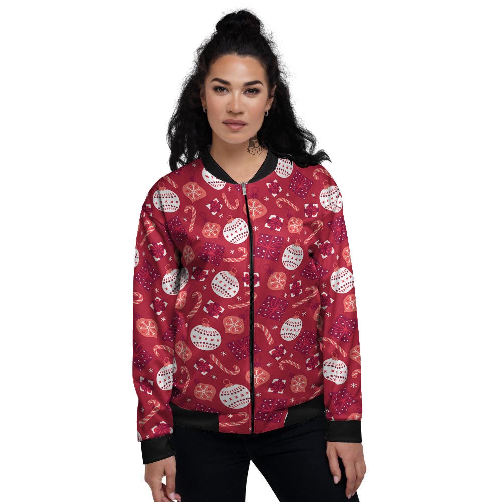 Elements Merry Christmas Print Pattern Women's Bomber Jacket-grizzshop