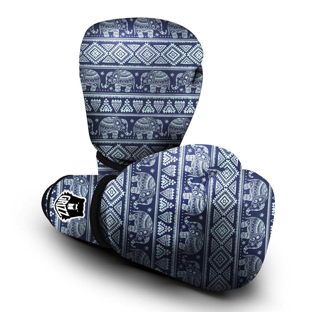 Elephant Indian Blue Print Pattern Boxing Gloves-grizzshop
