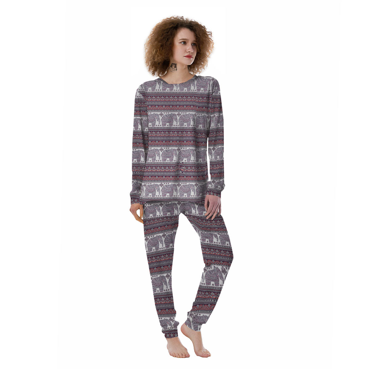 Elephant Indian Bohemian Print Pattern Women's Pajamas-grizzshop