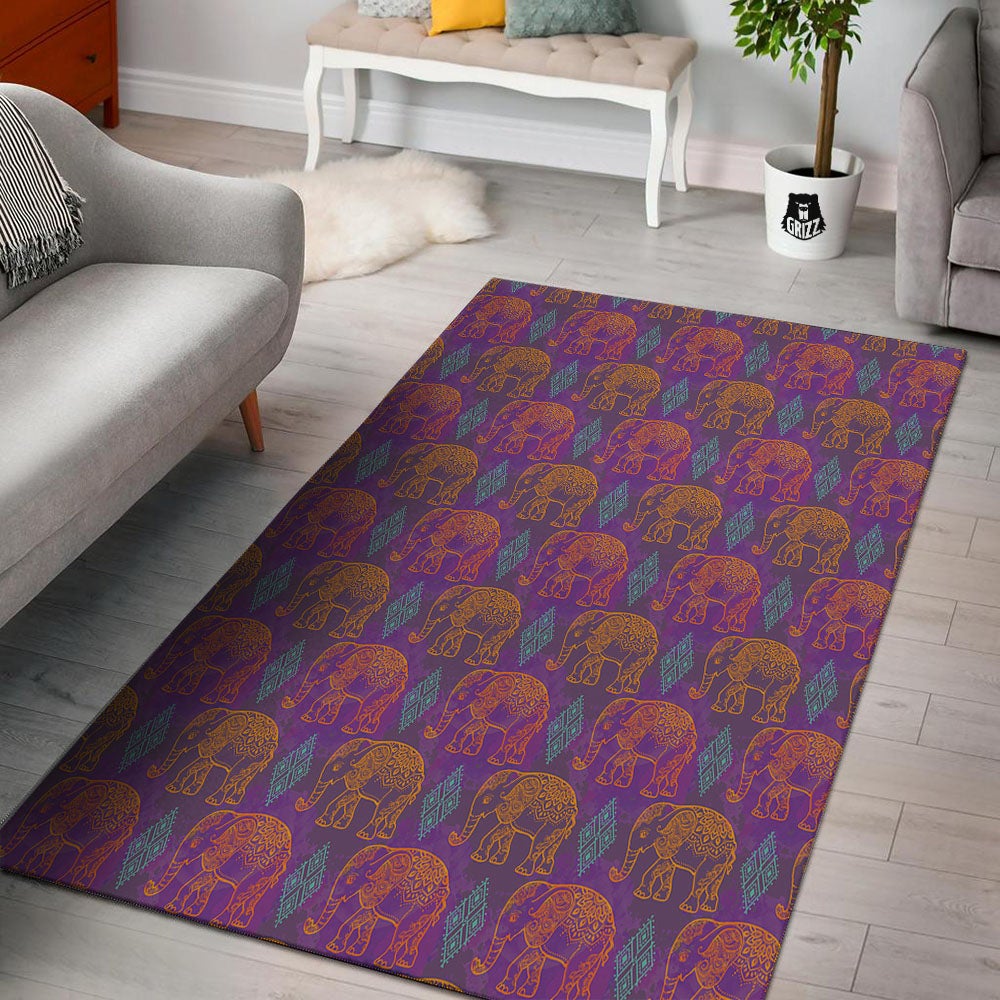 Elephant Indian Boho Print Pattern Floor Mat-grizzshop
