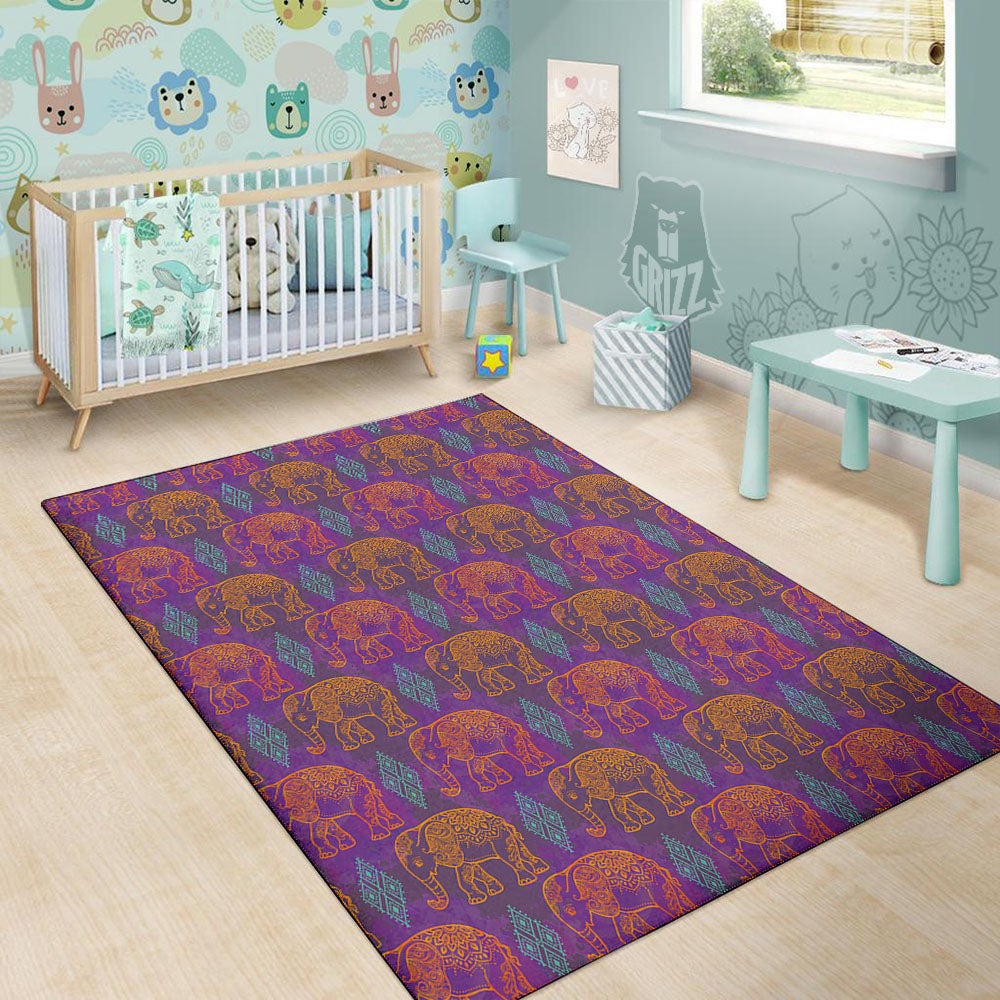 Elephant Indian Boho Print Pattern Floor Mat-grizzshop
