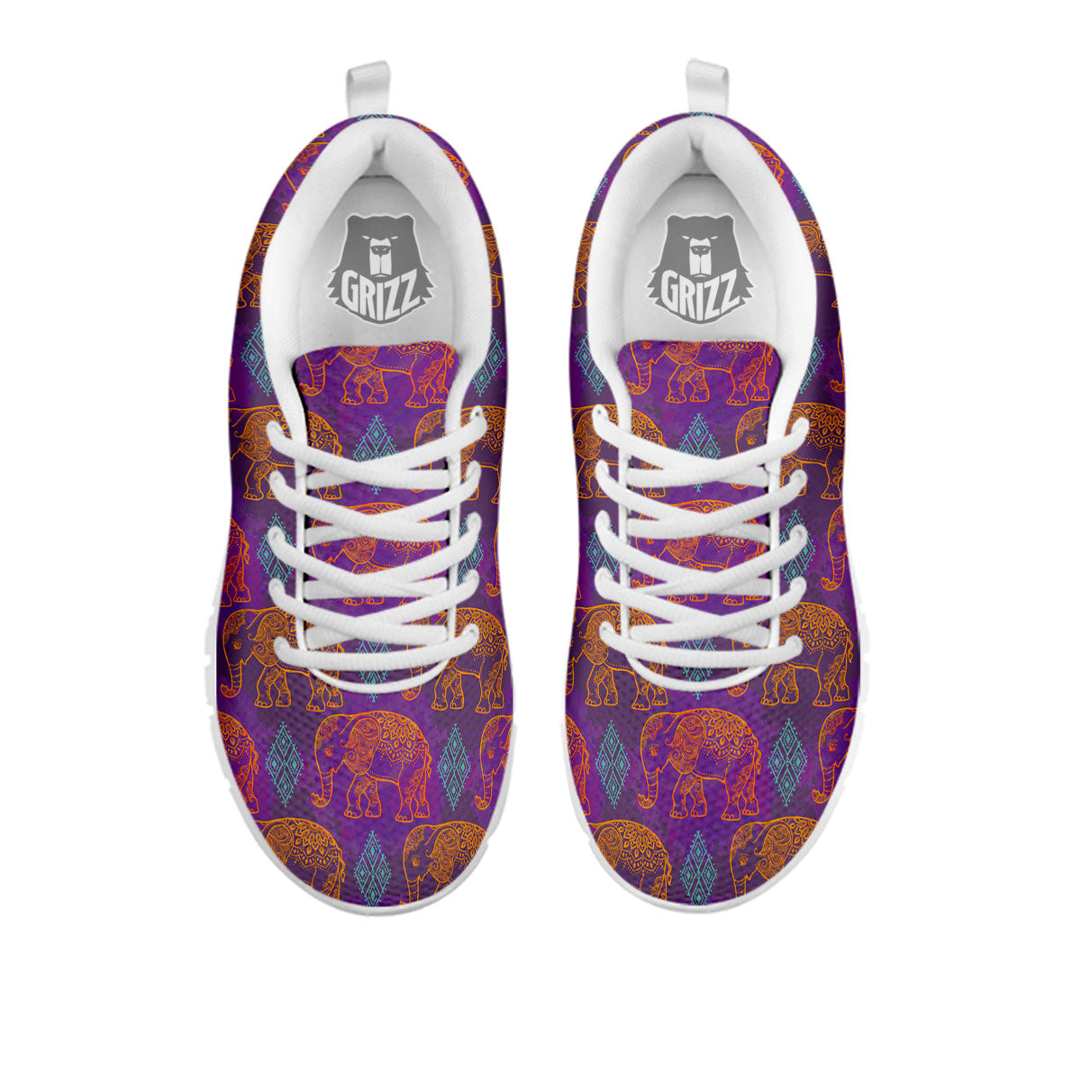 Elephant Indian Boho Print Pattern White Sneaker-grizzshop