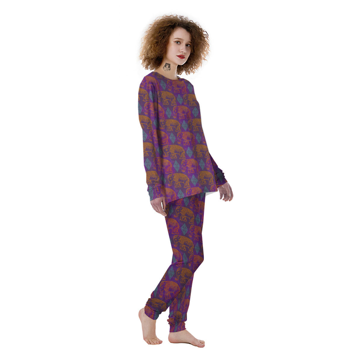 Elephant Indian Boho Print Pattern Women's Pajamas-grizzshop