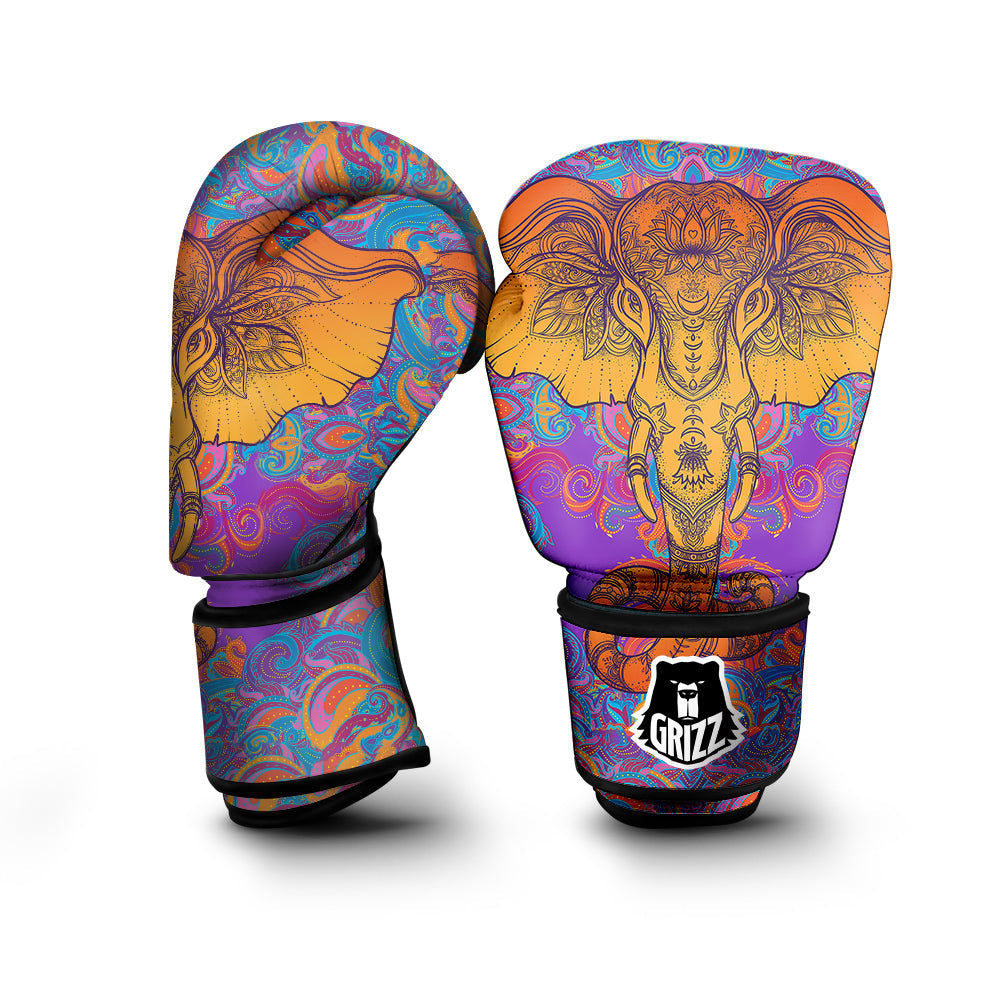 Elephant Spiritual Colorful Print Boxing Gloves-grizzshop