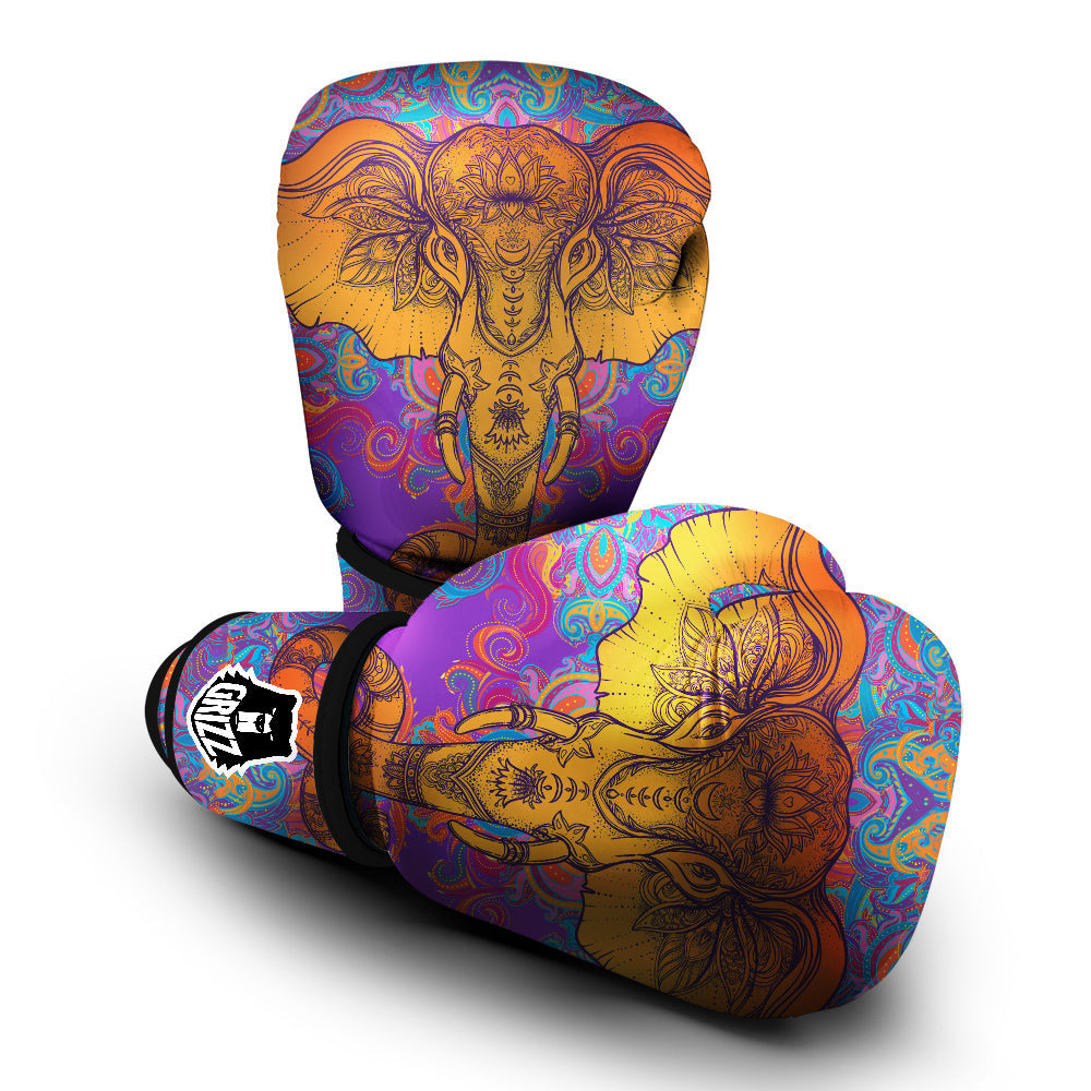 Elephant Spiritual Colorful Print Boxing Gloves-grizzshop