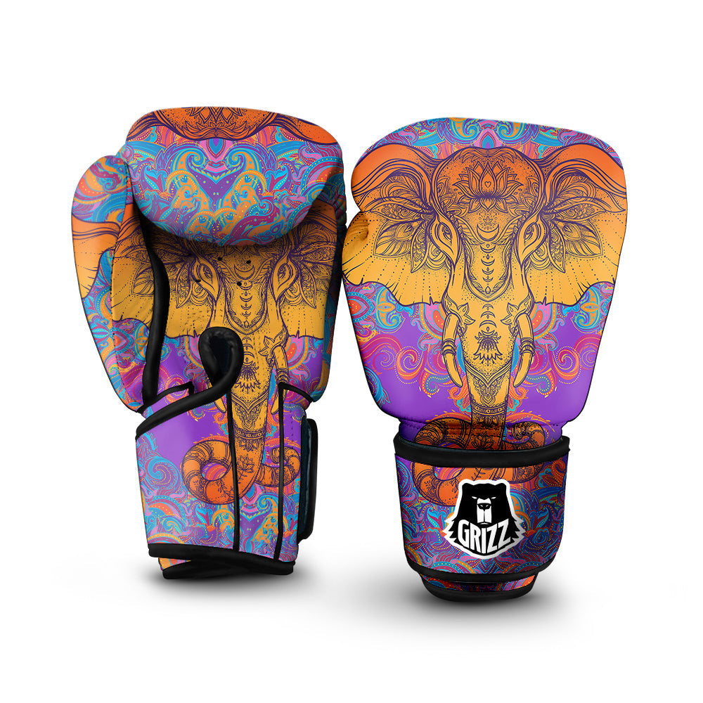 Elephant Spiritual Colorful Print Boxing Gloves-grizzshop
