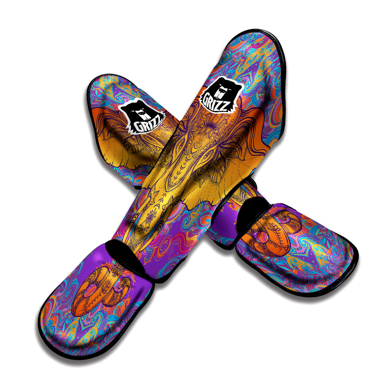 Elephant Spiritual Colorful Print Muay Thai Shin Guards-grizzshop