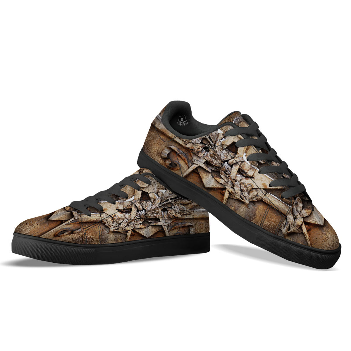 Emblem Freemasonry Print Black Low Top Sneakers-grizzshop