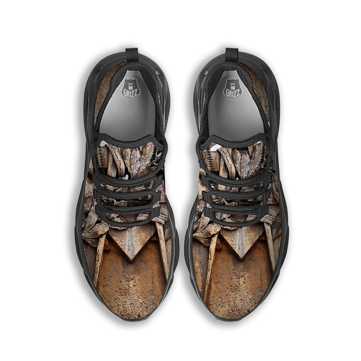 Emblem Freemasonry Print Black Running Shoes-grizzshop