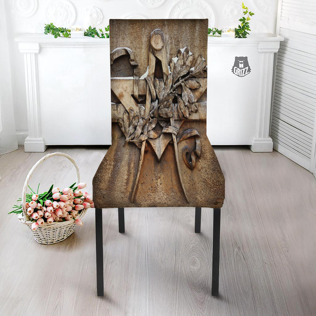 Emblem Freemasonry Print Dining Chair Slipcover-grizzshop